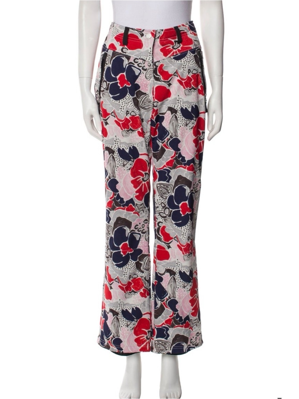 Bogner Fire & Ice Ski/Snowboard Pants Floral Wide-Leg Pants in Red & Navy